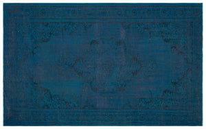 Turquoise Over Dyed Vintage Rug 5'8'' x 9'1'' ft 172 x 278 cm