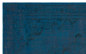 Turquoise Over Dyed Vintage Rug 5'8'' x 9'1'' ft 172 x 278 cm