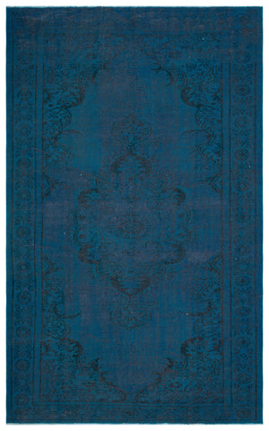 Turquoise Over Dyed Vintage Rug 5'8'' x 9'1'' ft 172 x 278 cm