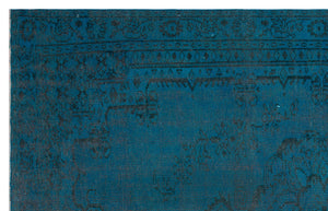 Turquoise Over Dyed Vintage Rug 5'10'' x 9'3'' ft 178 x 283 cm