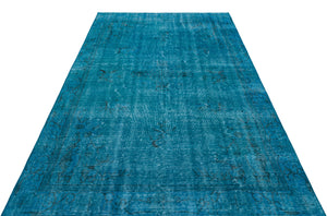 Turquoise Over Dyed Vintage Rug 5'7'' x 8'12'' ft 169 x 274 cm