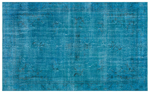 Turquoise Over Dyed Vintage Rug 5'7'' x 8'12'' ft 169 x 274 cm
