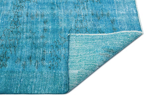 Turquoise Over Dyed Vintage Rug 6'0'' x 8'10'' ft 184 x 270 cm