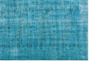 Turquoise Over Dyed Vintage Rug 6'0'' x 8'10'' ft 184 x 270 cm