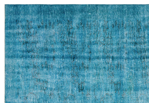 Turquoise Over Dyed Vintage Rug 6'0'' x 8'10'' ft 184 x 270 cm