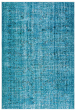 Turquoise Over Dyed Vintage Rug 6'0'' x 8'10'' ft 184 x 270 cm