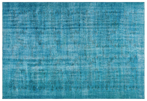 Turquoise Over Dyed Vintage Rug 6'0'' x 8'10'' ft 184 x 270 cm