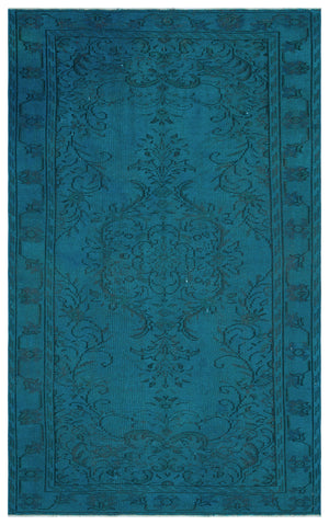 Turquoise Over Dyed Vintage Rug 5'3'' x 8'6'' ft 160 x 259 cm