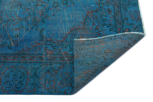 Turquoise Over Dyed Vintage Rug 5'2'' x 7'9'' ft 158 x 235 cm