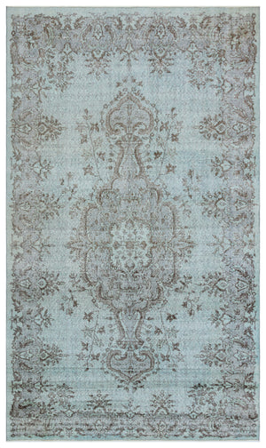 Blue Over Dyed Vintage Rug 5'5'' x 9'2'' ft 165 x 280 cm