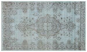 Blue Over Dyed Vintage Rug 5'5'' x 9'2'' ft 165 x 280 cm