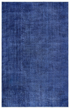 Blue Over Dyed Vintage Rug 5'6'' x 8'8'' ft 168 x 263 cm