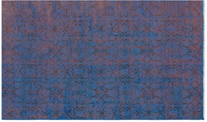 Retro Design Blue Over Dyed Vintage Rug 4'10'' x 8'4'' ft 147 x 254 cm
