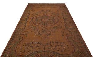 Brown Over Dyed Vintage Rug 5'12'' x 9'9'' ft 182 x 297 cm