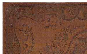 Brown Over Dyed Vintage Rug 5'12'' x 9'9'' ft 182 x 297 cm