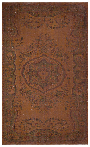 Brown Over Dyed Vintage Rug 5'12'' x 9'9'' ft 182 x 297 cm