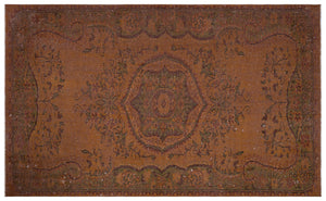 Brown Over Dyed Vintage Rug 5'12'' x 9'9'' ft 182 x 297 cm