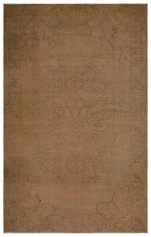 Brown Over Dyed Vintage Rug 5'9'' x 9'2'' ft 174 x 279 cm