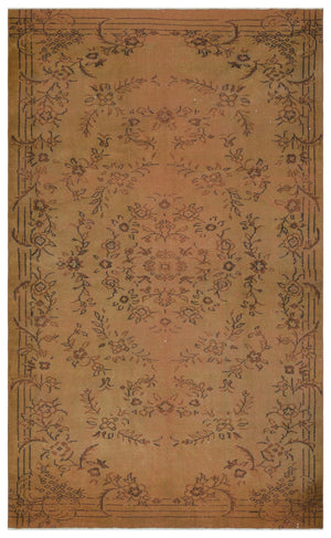 Brown Over Dyed Vintage Rug 5'7'' x 9'1'' ft 170 x 276 cm