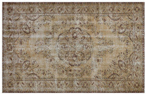 Beige Over Dyed Vintage Rug 6'2'' x 9'6'' ft 187 x 290 cm