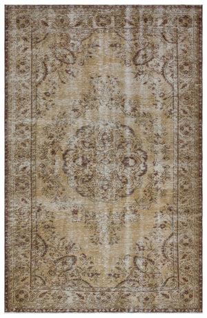 Beige Over Dyed Vintage Rug 6'2'' x 9'6'' ft 187 x 290 cm