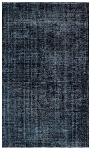 Black Over Dyed Vintage Rug 5'5'' x 9'3'' ft 165 x 281 cm