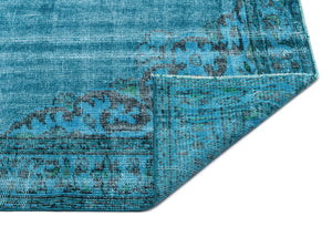 Turquoise Over Dyed Vintage Rug 5'9'' x 9'8'' ft 176 x 295 cm