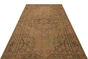 Brown Over Dyed Vintage Rug 5'5'' x 9'8'' ft 164 x 294 cm