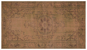 Brown Over Dyed Vintage Rug 5'5'' x 9'8'' ft 164 x 294 cm