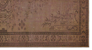 Brown Over Dyed Vintage Rug 4'11'' x 9'3'' ft 149 x 282 cm