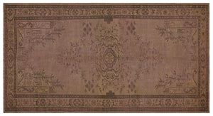 Brown Over Dyed Vintage Rug 4'11'' x 9'3'' ft 149 x 282 cm