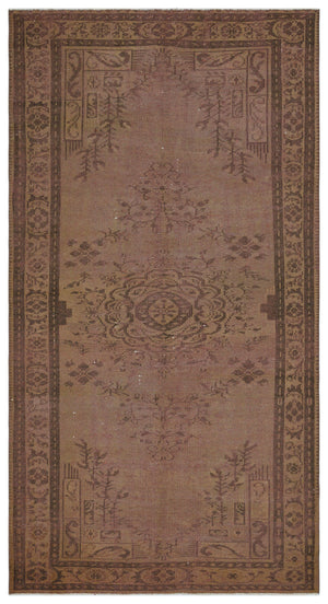 Brown Over Dyed Vintage Rug 4'11'' x 9'3'' ft 149 x 282 cm