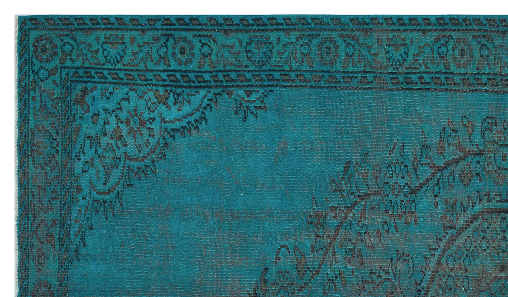 Turquoise Over Dyed Vintage Rug 5'2'' x 9'0'' ft 157 x 275 cm
