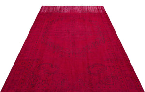 Red Over Dyed Vintage Rug 5'7'' x 9'1'' ft 170 x 277 cm