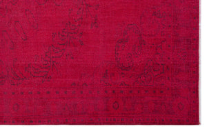 Red Over Dyed Vintage Rug 5'7'' x 9'1'' ft 170 x 277 cm
