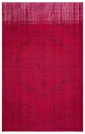 Red Over Dyed Vintage Rug 5'7'' x 9'1'' ft 170 x 277 cm