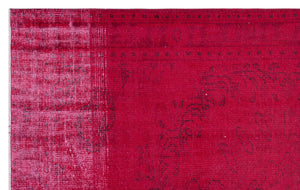 Red Over Dyed Vintage Rug 5'7'' x 9'1'' ft 170 x 277 cm