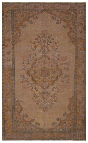 Brown Over Dyed Vintage Rug 5'9'' x 9'7'' ft 176 x 293 cm