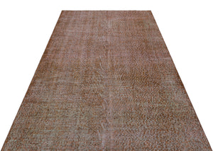 Brown Over Dyed Vintage Rug 4'11'' x 8'4'' ft 150 x 253 cm