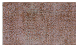 Brown Over Dyed Vintage Rug 4'11'' x 8'4'' ft 150 x 253 cm