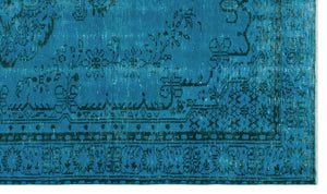 Turquoise Over Dyed Vintage Rug 5'3'' x 8'12'' ft 161 x 274 cm