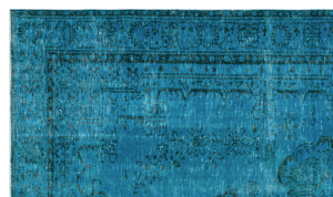 Turquoise Over Dyed Vintage Rug 5'3'' x 8'12'' ft 161 x 274 cm