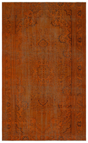 Brown Over Dyed Vintage Rug 5'8'' x 9'2'' ft 172 x 280 cm