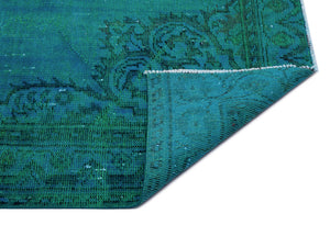 Turquoise Over Dyed Vintage Rug 5'6'' x 8'10'' ft 168 x 270 cm
