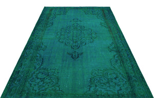Turquoise Over Dyed Vintage Rug 5'6'' x 8'10'' ft 168 x 270 cm