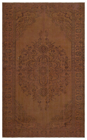 Brown Over Dyed Vintage Rug 5'1'' x 8'4'' ft 155 x 254 cm