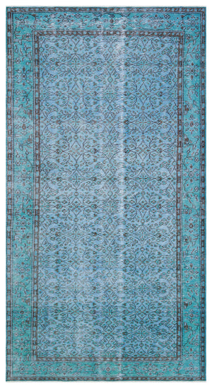 Blue Over Dyed Vintage Rug 4'9'' x 8'8'' ft 145 x 264 cm
