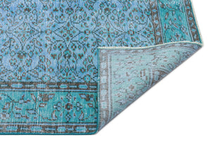Blue Over Dyed Vintage Rug 4'9'' x 8'8'' ft 145 x 264 cm