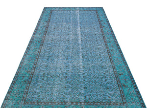 Blue Over Dyed Vintage Rug 4'9'' x 8'8'' ft 145 x 264 cm