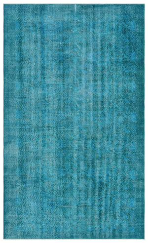Turquoise Over Dyed Vintage Rug 5'7'' x 9'2'' ft 169 x 280 cm